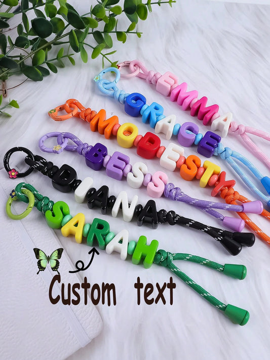 1pc Customized Name Keychain- Eye-Catching Acrylic Bead Pendant, Cute Daily Bag Accessory, Customizable Birthday Gift