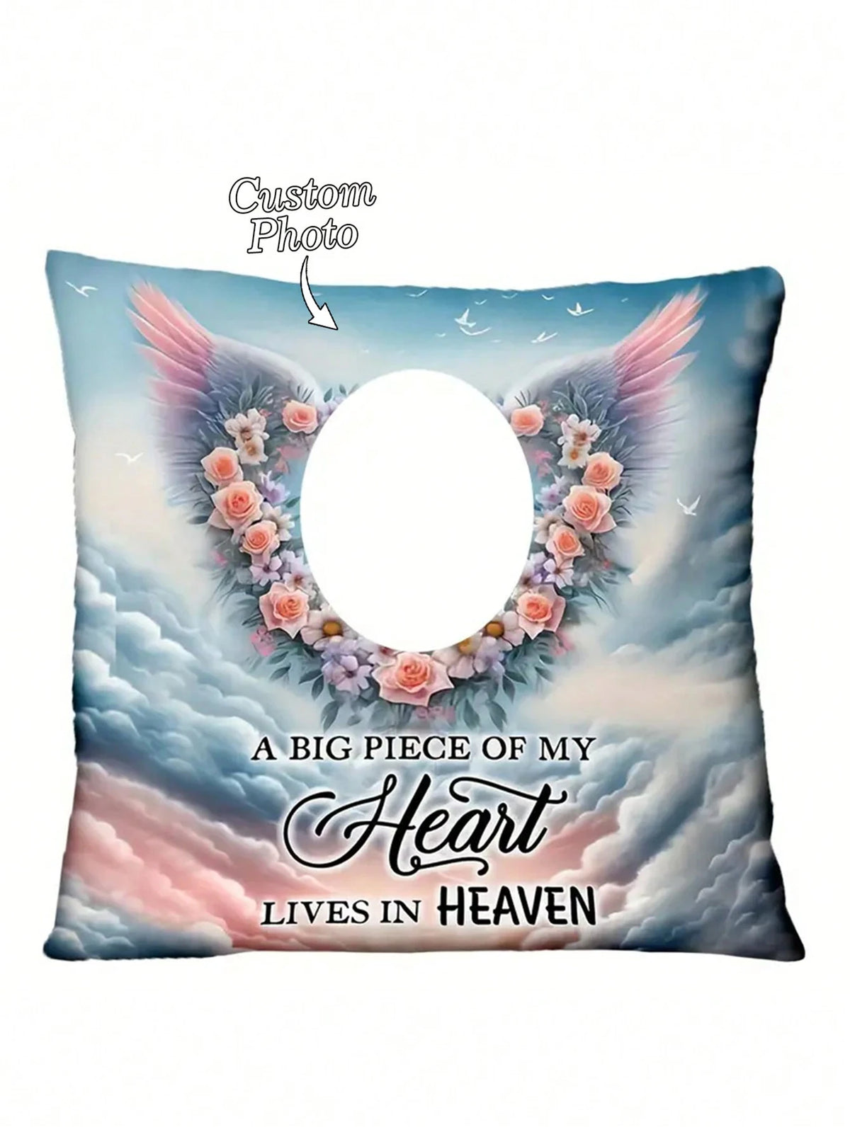 1pc Customized Photo Personalized Family Memorial Pillow Cover, Creative Throw Pillow Cushion Cover, Unique Gifts For Boyfriend Girlfriend Dad Mom, For Sofa Bed Car Bedroom Living Room, Christmas Atmo