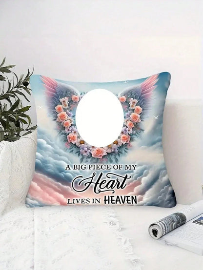 1pc Customized Photo Personalized Family Memorial Pillow Cover, Creative Throw Pillow Cushion Cover, Unique Gifts For Boyfriend Girlfriend Dad Mom, For Sofa Bed Car Bedroom Living Room, Christmas Atmo