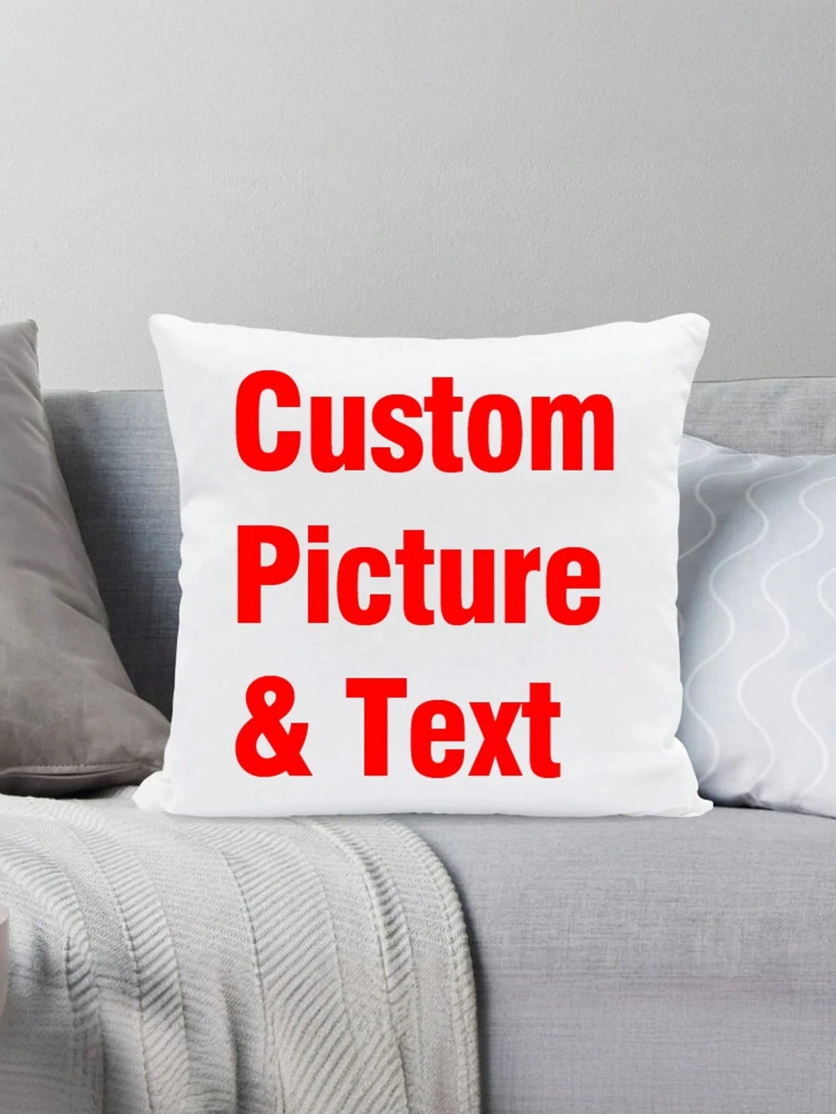 1pc Customized Photo Personalized Family Memorial Pillow Cover, Creative Throw Pillow Cushion Cover, Unique Gifts For Boyfriend Girlfriend Dad Mom, For Sofa Bed Car Bedroom Living Room, Christmas Atmo