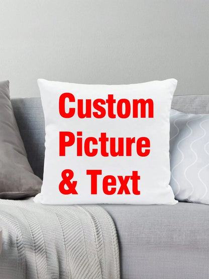 1pc Customized Photo Personalized Family Memorial Pillow Cover, Creative Throw Pillow Cushion Cover, Unique Gifts For Boyfriend Girlfriend Dad Mom, For Sofa Bed Car Bedroom Living Room, Christmas Atmo