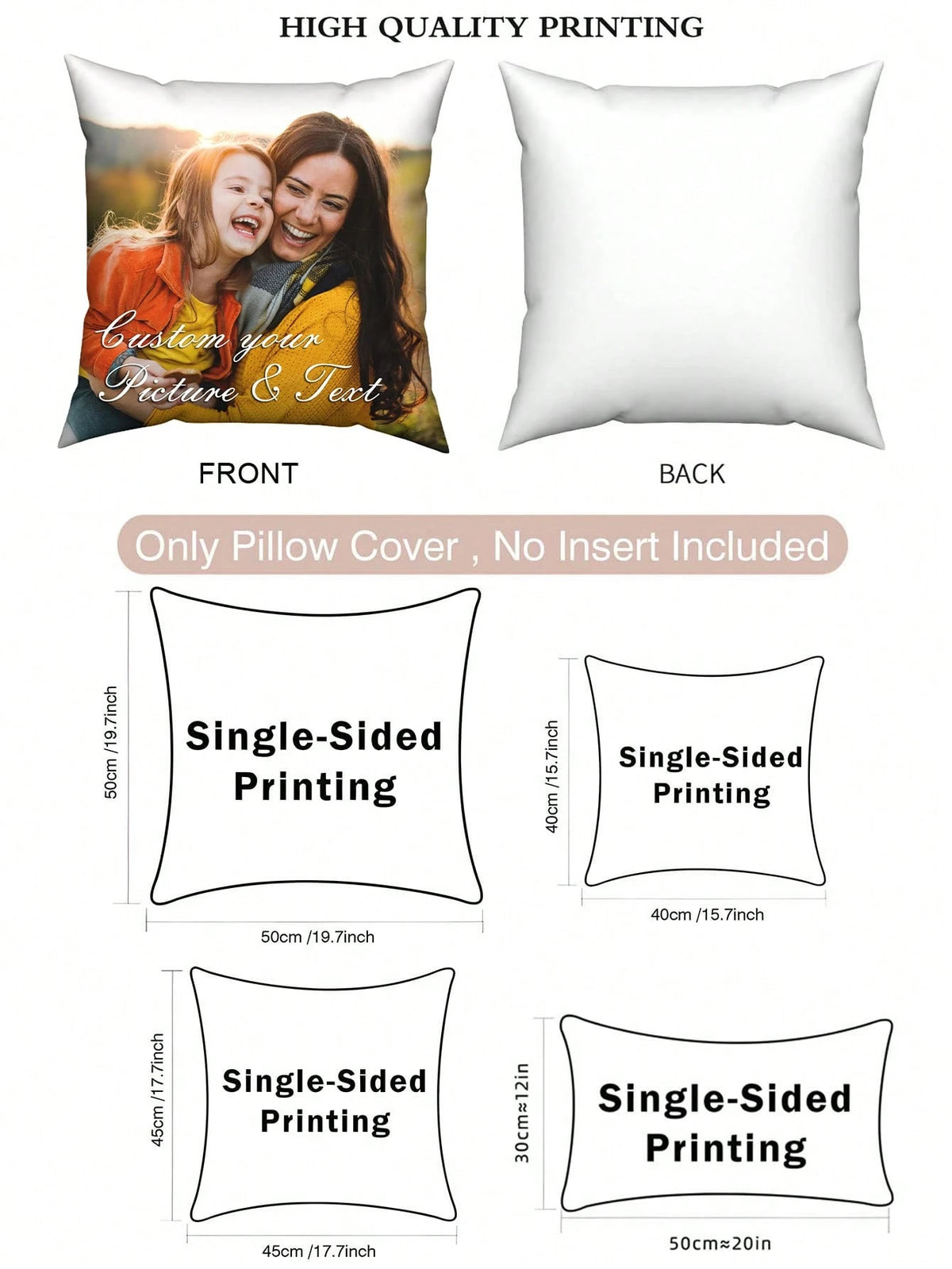 1pc Customized Photo Personalized Family Memorial Pillow Cover, Creative Throw Pillow Cushion Cover, Unique Gifts For Boyfriend Girlfriend Dad Mom, For Sofa Bed Car Bedroom Living Room, Christmas Atmo