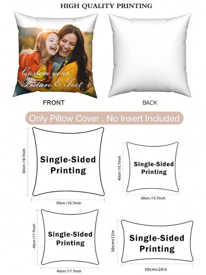1pc Customized Photo Personalized Family Memorial Pillow Cover, Creative Throw Pillow Cushion Cover, Unique Gifts For Boyfriend Girlfriend Dad Mom, For Sofa Bed Car Bedroom Living Room, Christmas Atmo