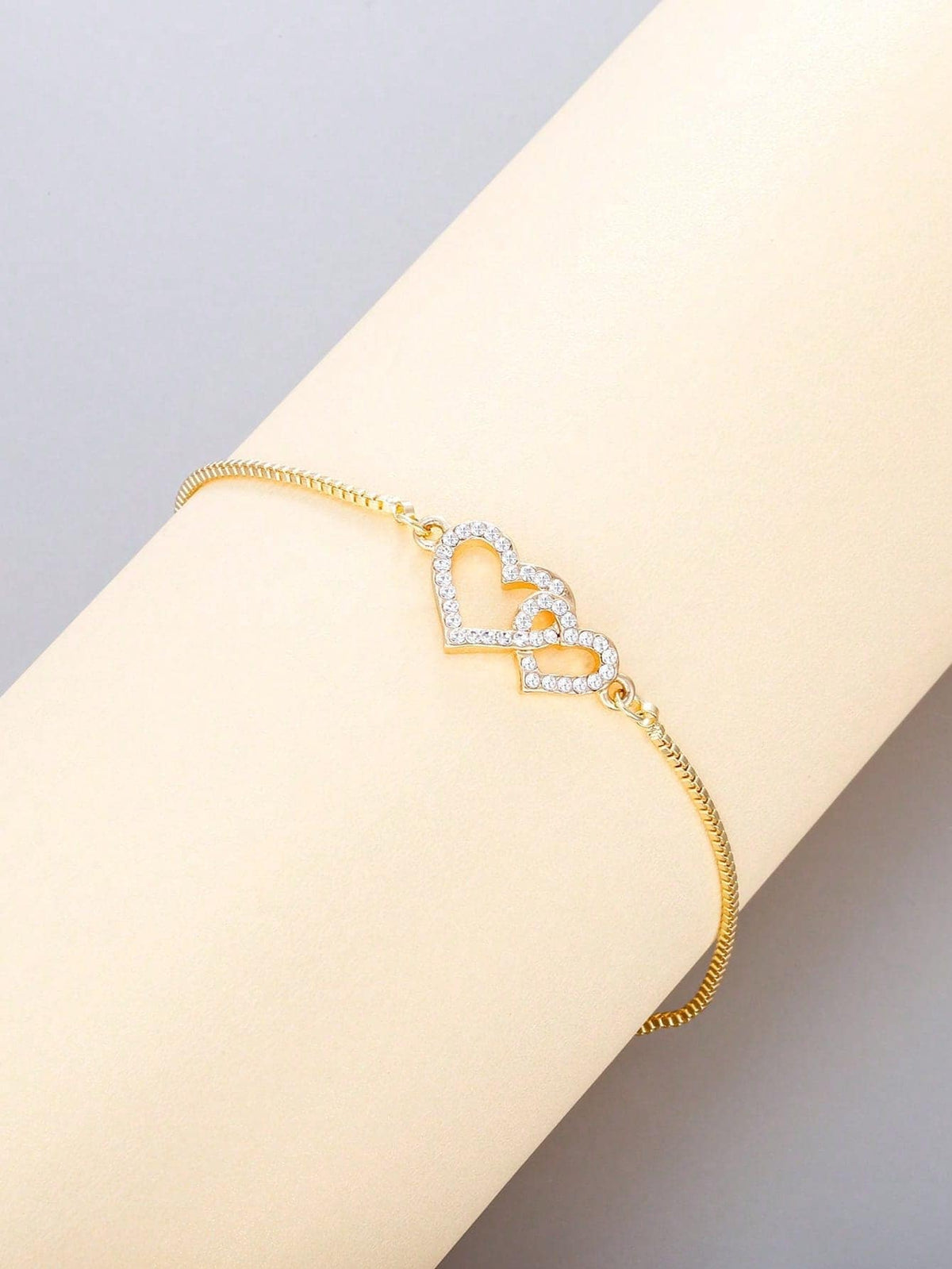 1pc Delicate Zirconia Double Heart Anklet, Suitable For Women To Wear On Vacation, Beach And Daily Occasions