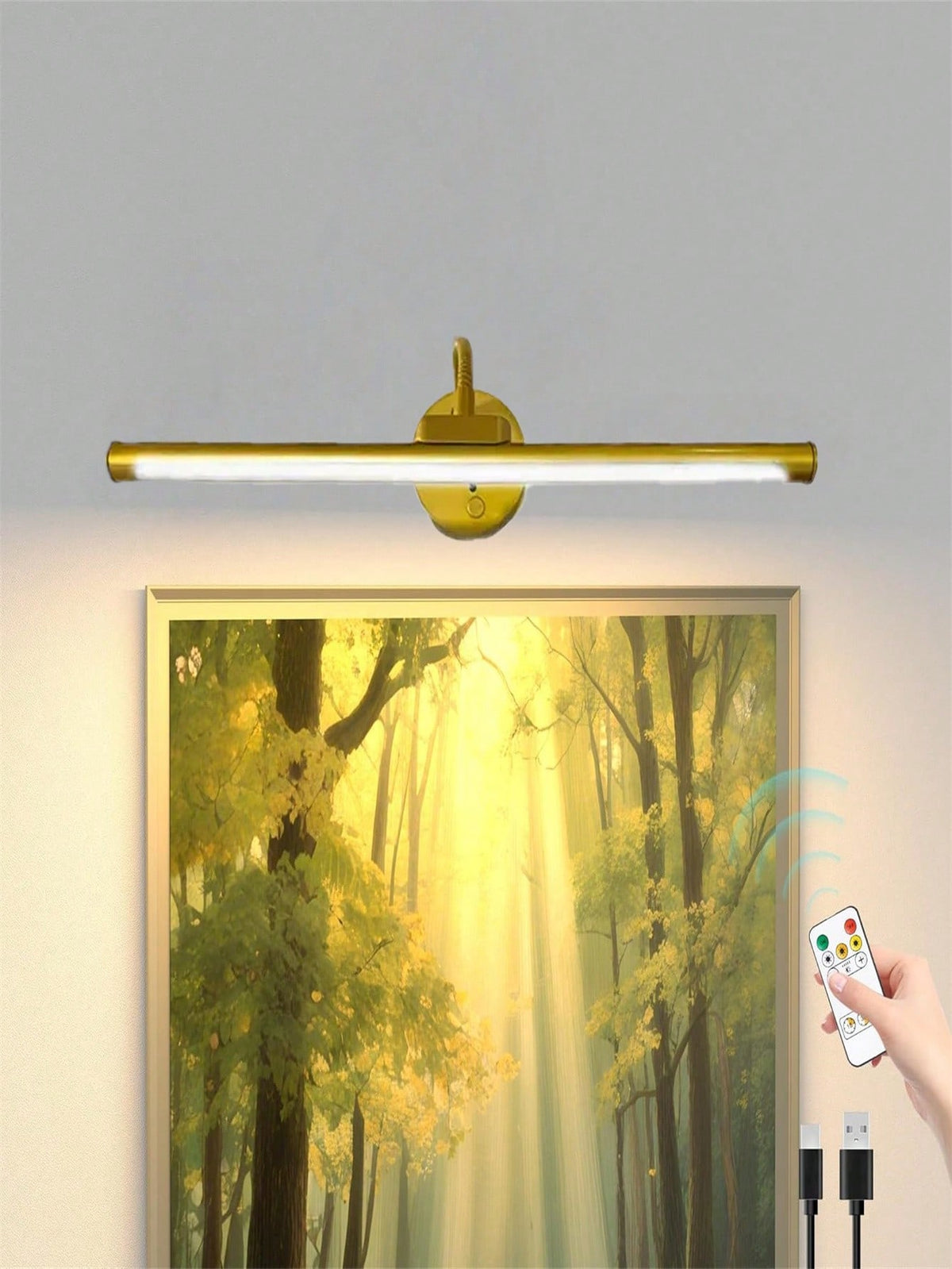 1pc Dimmable Rechargeable Picture Light With Remote, Wall Light With Timer & Memory, 3 Colour Temps, LED Display Lamp For Dartboard Pictures Frame Gallery(1800mAh)
