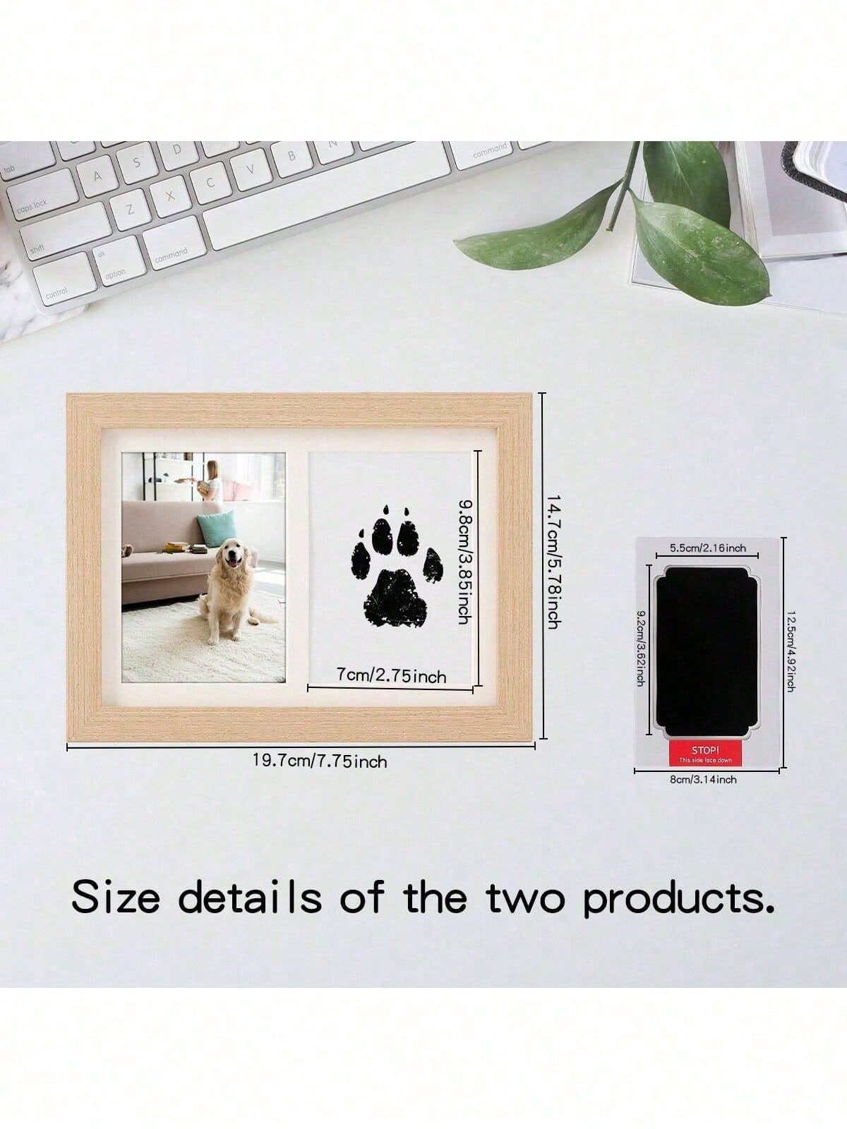 1pc DIY Pet Paw Print Photo Frame, Dog, Cat & Pet Paw Print Memorial Set, Photo Frame Keepsake Paw Print Clay Mold, Pet Paw Print Pattern Memorial Set, Memorial Photo Frame Gift For Pet Lovers