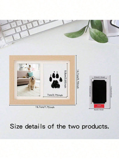 1pc DIY Pet Paw Print Photo Frame, Dog, Cat & Pet Paw Print Memorial Set, Photo Frame Keepsake Paw Print Clay Mold, Pet Paw Print Pattern Memorial Set, Memorial Photo Frame Gift For Pet Lovers