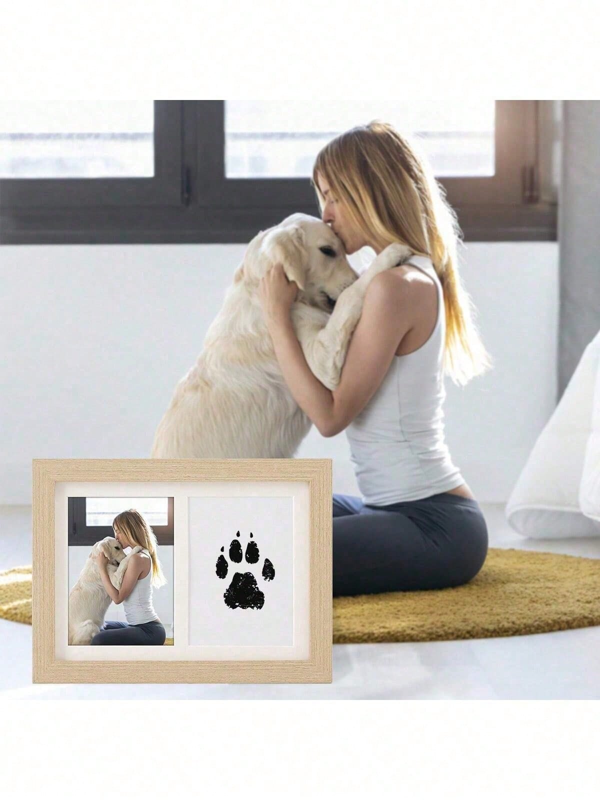 1pc DIY Pet Paw Print Photo Frame, Dog, Cat & Pet Paw Print Memorial Set, Photo Frame Keepsake Paw Print Clay Mold, Pet Paw Print Pattern Memorial Set, Memorial Photo Frame Gift For Pet Lovers