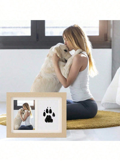 1pc DIY Pet Paw Print Photo Frame, Dog, Cat & Pet Paw Print Memorial Set, Photo Frame Keepsake Paw Print Clay Mold, Pet Paw Print Pattern Memorial Set, Memorial Photo Frame Gift For Pet Lovers