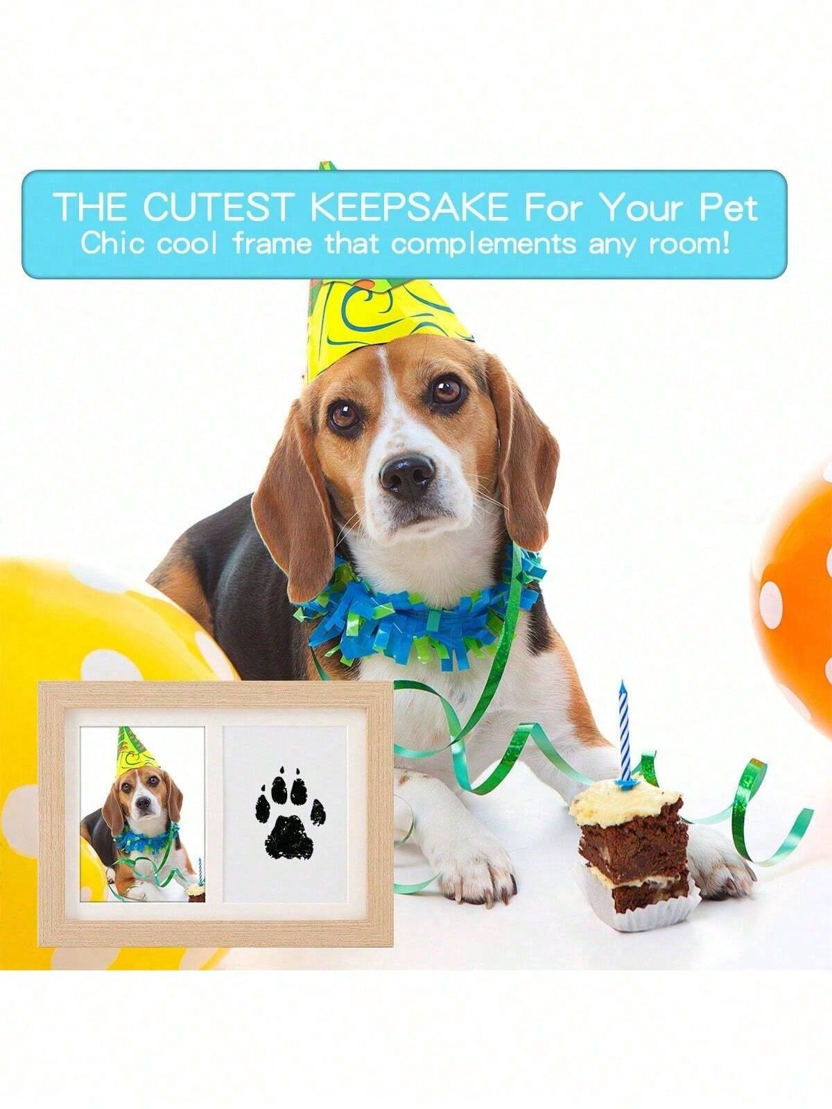 1pc DIY Pet Paw Print Photo Frame, Dog, Cat & Pet Paw Print Memorial Set, Photo Frame Keepsake Paw Print Clay Mold, Pet Paw Print Pattern Memorial Set, Memorial Photo Frame Gift For Pet Lovers