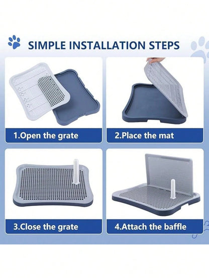 1pc Dog & Cat Potty Training System With Splash Guard- Large Silicone & PP Pee Pad Holder For Small To Medium Breeds, Easy- Clean, Indoor Urine Holder For Puppies, Non- Slip Legs, Pet Training Toilet