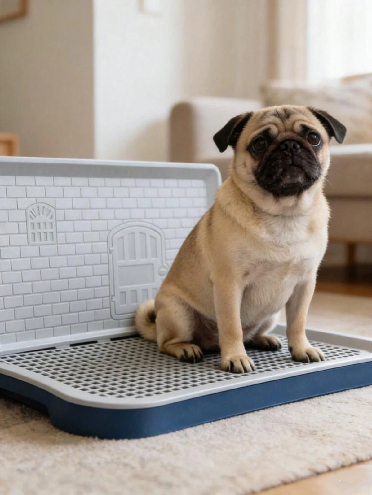 1pc Dog & Cat Potty Training System With Splash Guard- Large Silicone & PP Pee Pad Holder For Small To Medium Breeds, Easy- Clean, Indoor Urine Holder For Puppies, Non- Slip Legs, Pet Training Toilet