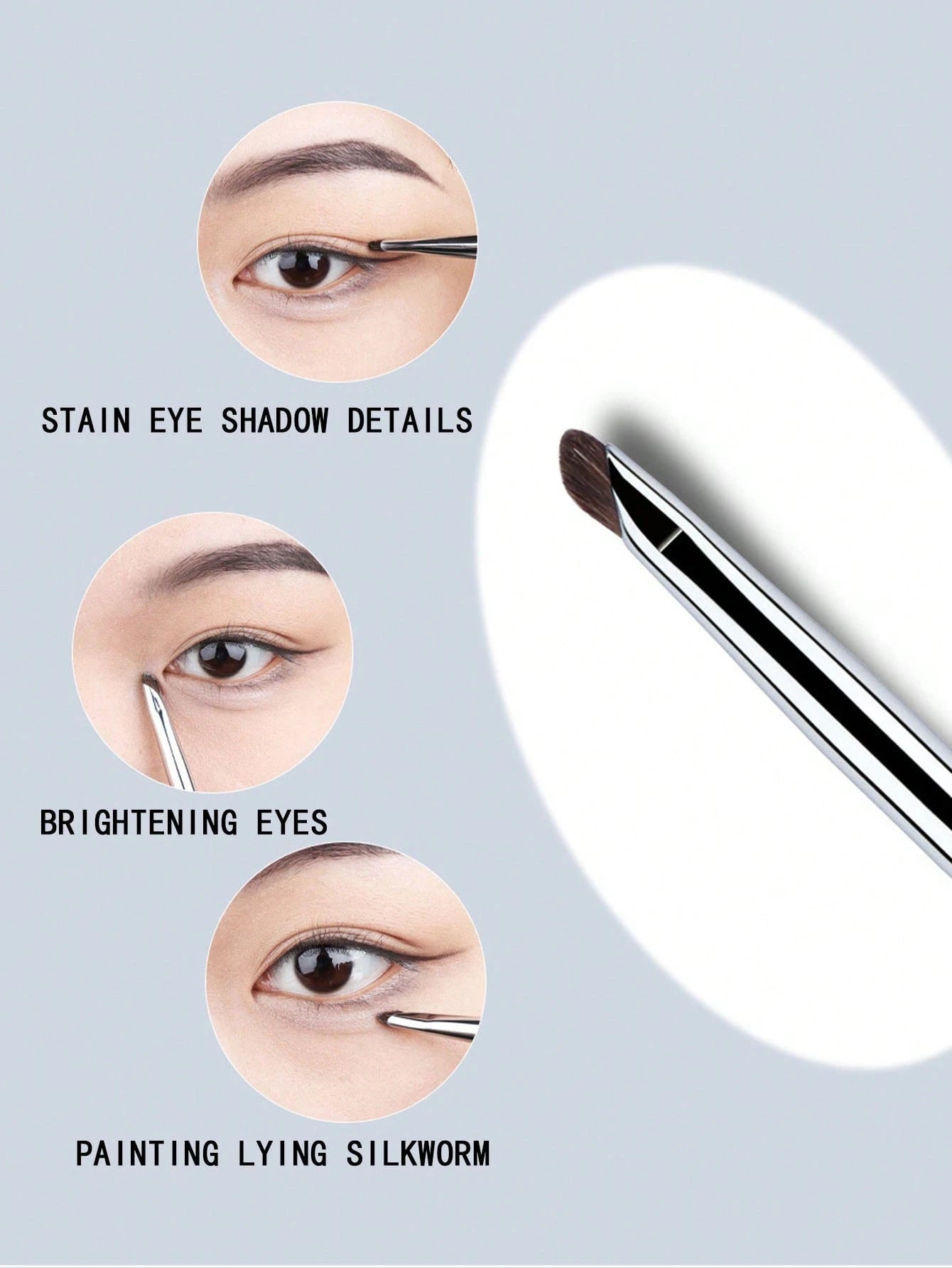 1pc Dual Ended Eyeliner Brush/Fine Detail Shader Brush/Eyeshadow Blending Brush, Angled Brow Brush,Eyebrow Brush,Eyeshadow Brush,Spoolie,Spoolie Brush,Giveaways