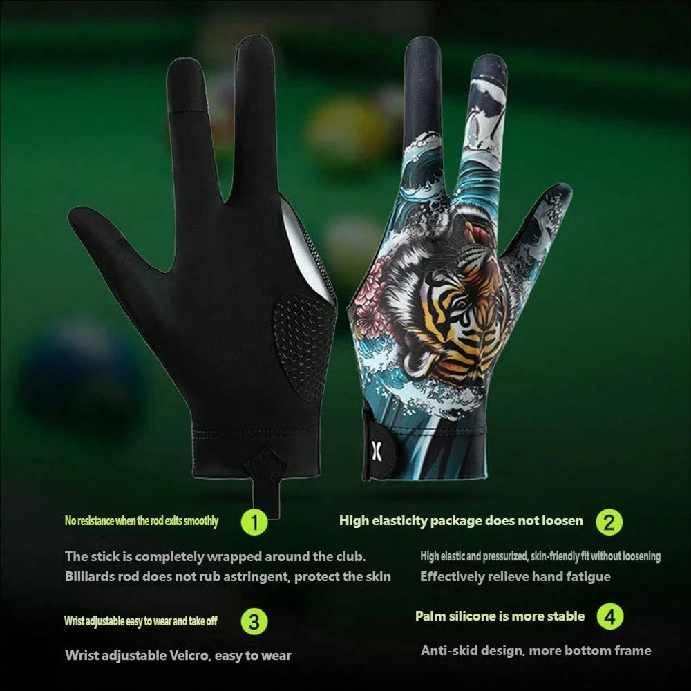 1pc Durable Anti-Slip Breathable Three-Finger Snooker/Pool Training Glove
