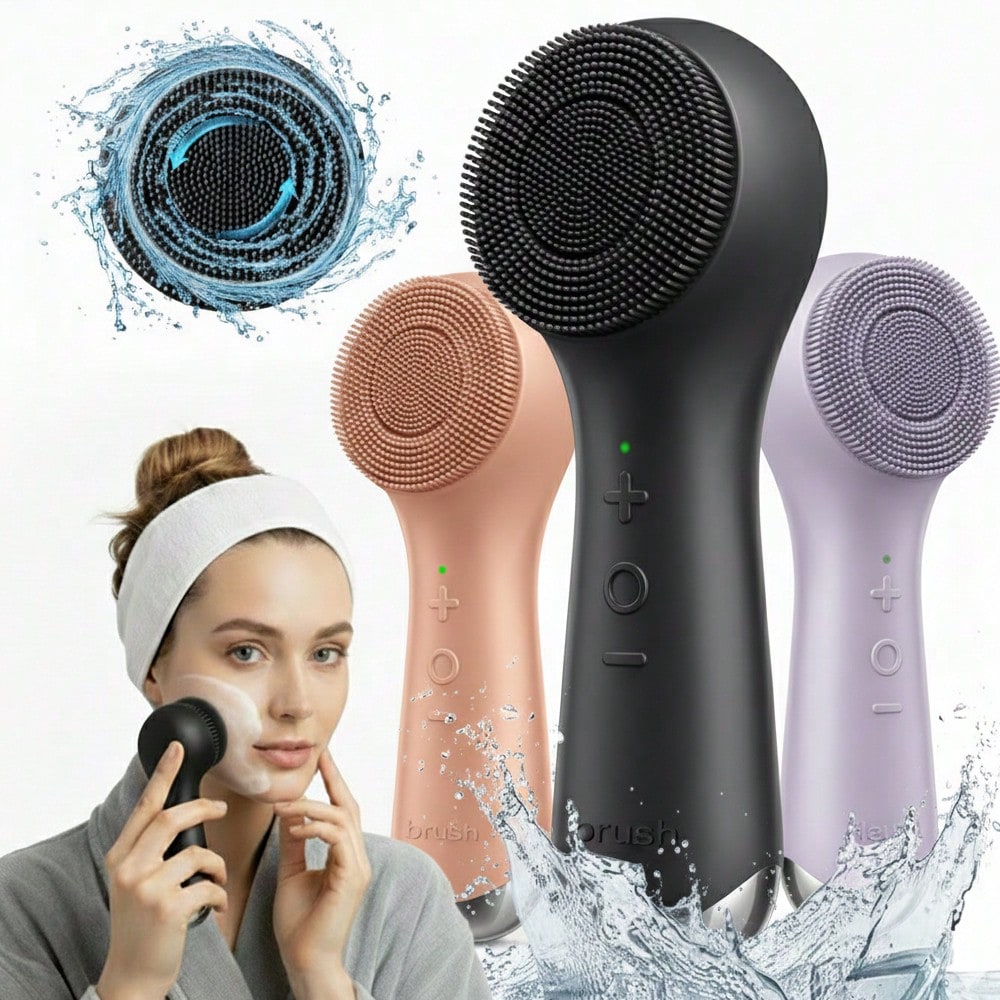 1pc Electric Silicone Facial Cleansing Brush, Portable Waterproof Rechargeable Face Brush With 5 Cleaning Modes, Electric Deep Pore Cleaner For Men & Women, Blackhead & Exfoliating Removal