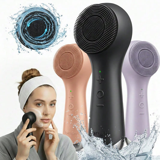 1pc Electric Silicone Facial Cleansing Brush, Portable Waterproof Rechargeable Face Brush With 5 Cleaning Modes, Electric Deep Pore Cleaner For Men & Women, Blackhead & Exfoliating Removal