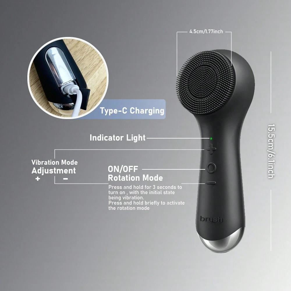 1pc Electric Silicone Facial Cleansing Brush, Portable Waterproof Rechargeable Face Brush With 5 Cleaning Modes, Electric Deep Pore Cleaner For Men & Women, Blackhead & Exfoliating Removal