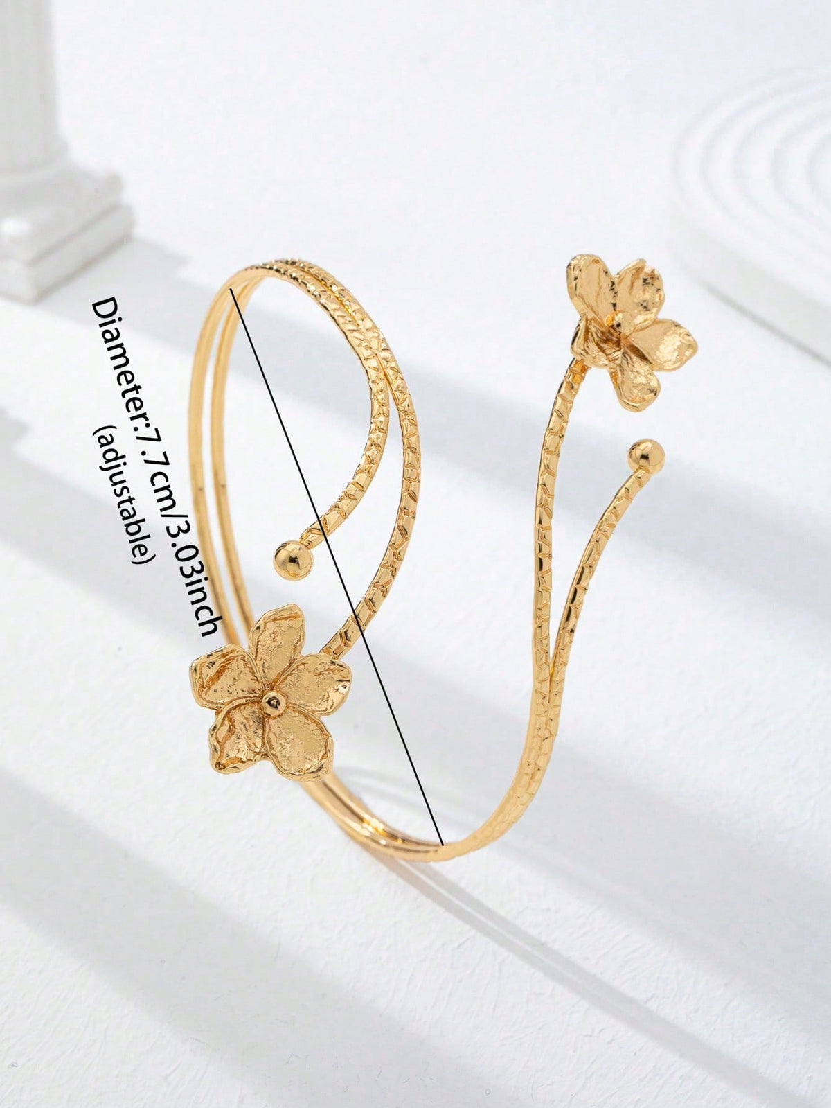 1pc Elegant Floral Pattern Women's Arm Cuff Bracelet, Bohemian Style Arm Band For Spring/Summer