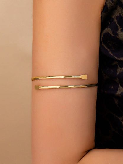1pc Elegant Floral Pattern Women's Arm Cuff Bracelet, Bohemian Style Arm Band For Spring/Summer