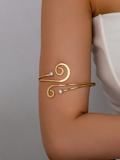 1pc Elegant Floral Pattern Women's Arm Cuff Bracelet, Bohemian Style Arm Band For Spring/Summer