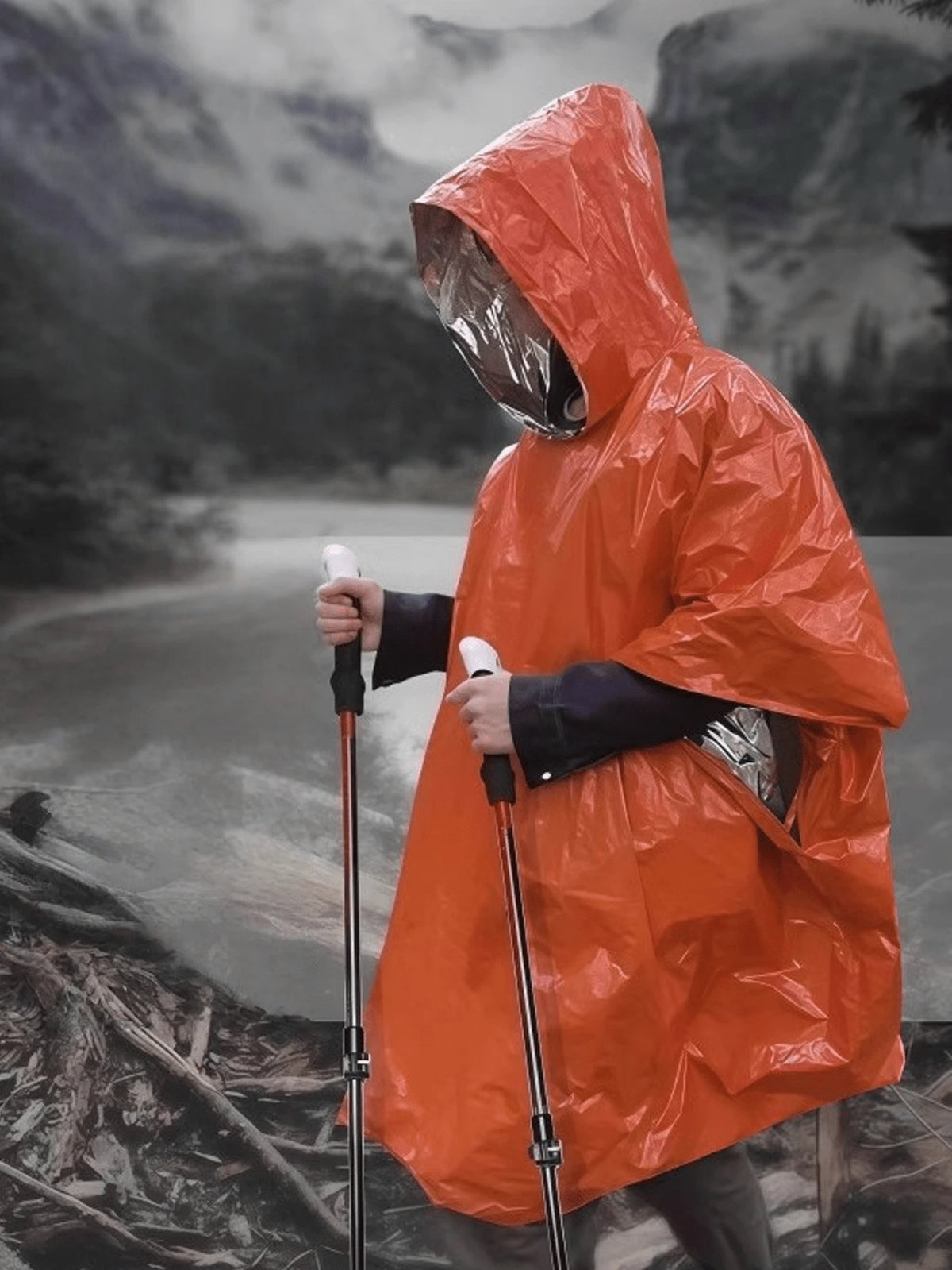 1pc Emergency Thermal Blanket, Double-Sided Insulation Rain Poncho, Heat-Reflecting Survival Blanket, Outdoor Camping Gear, Camping Equipment, Camping Essentials