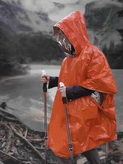 1pc Emergency Thermal Blanket, Double-Sided Insulation Rain Poncho, Heat-Reflecting Survival Blanket, Outdoor Camping Gear, Camping Equipment, Camping Essentials