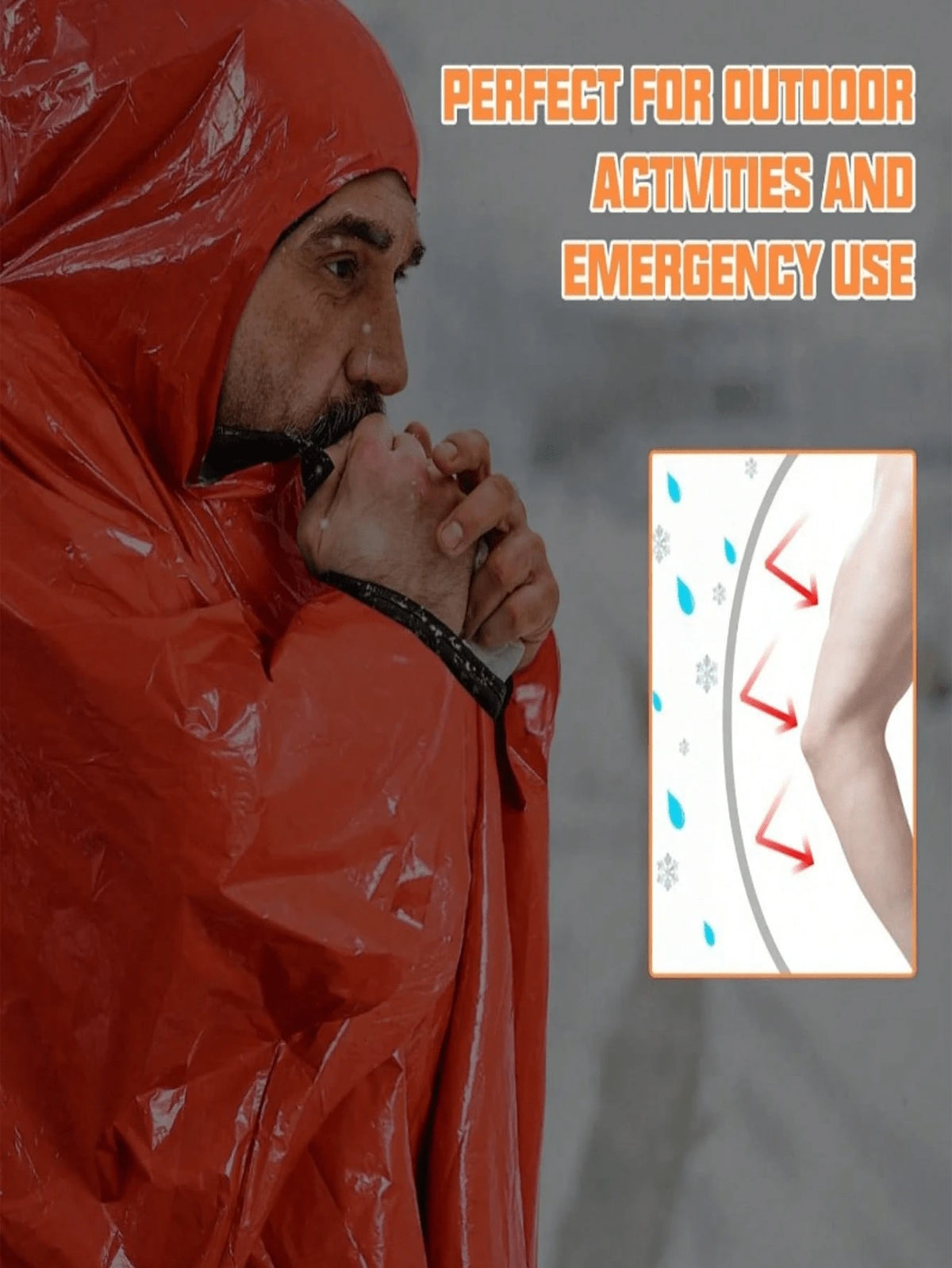 1pc Emergency Thermal Blanket, Double-Sided Insulation Rain Poncho, Heat-Reflecting Survival Blanket, Outdoor Camping Gear, Camping Equipment, Camping Essentials