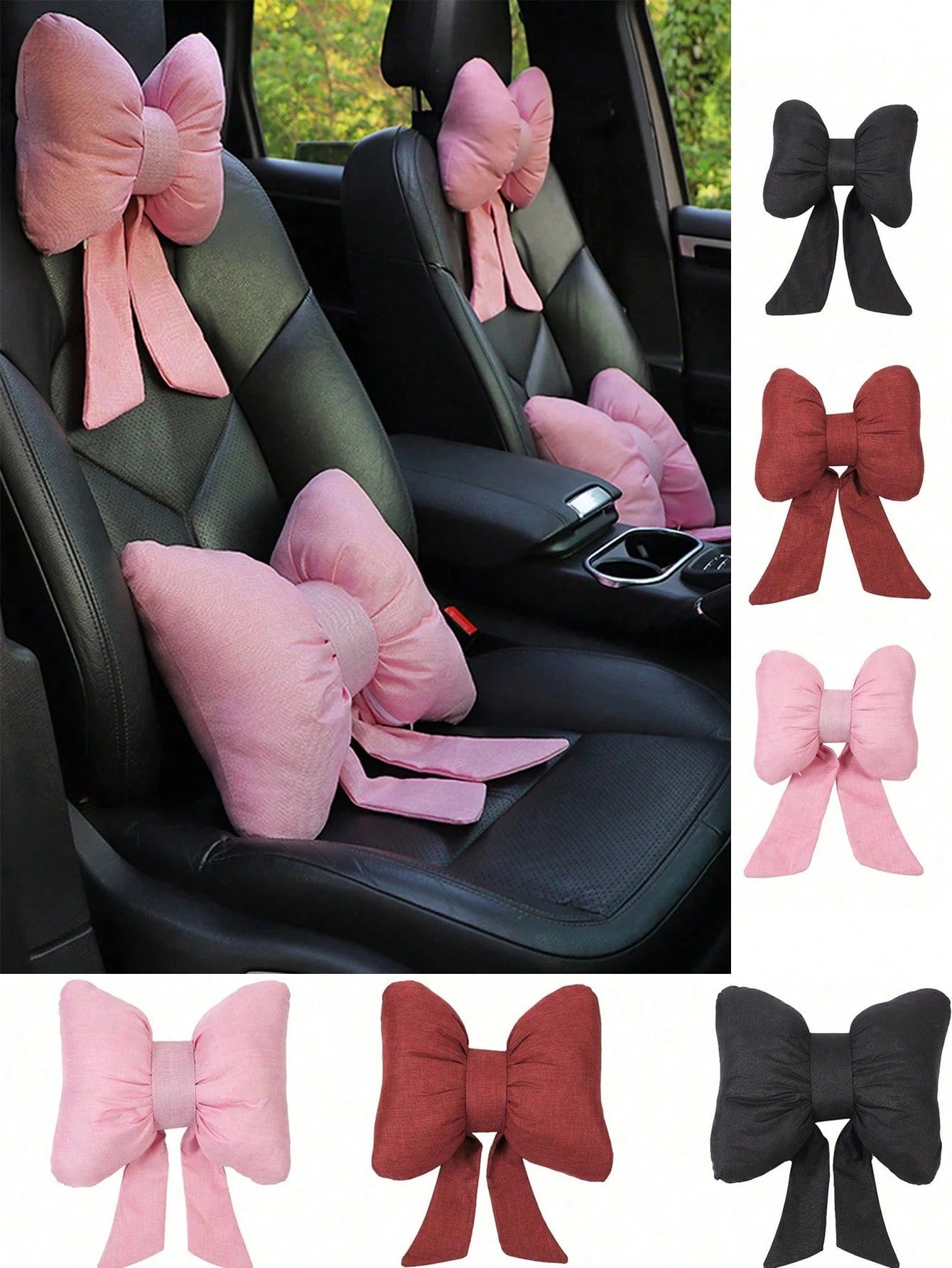 1pc Ergonomic Car Headrest Lumbar Neck Pillow- Comfortable Polyester Material, Enhances Driving Experience, Car Pillow, Women's Car Accessory
