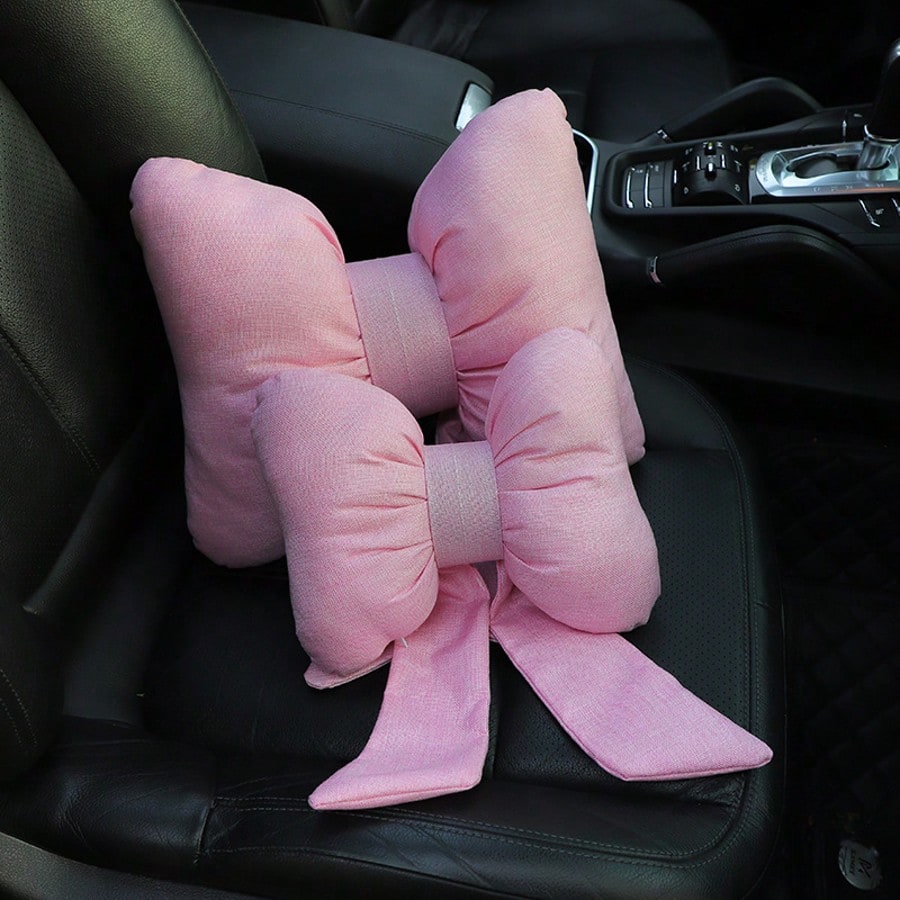 1pc Ergonomic Car Headrest Lumbar Neck Pillow- Comfortable Polyester Material, Enhances Driving Experience, Car Pillow, Women's Car Accessory