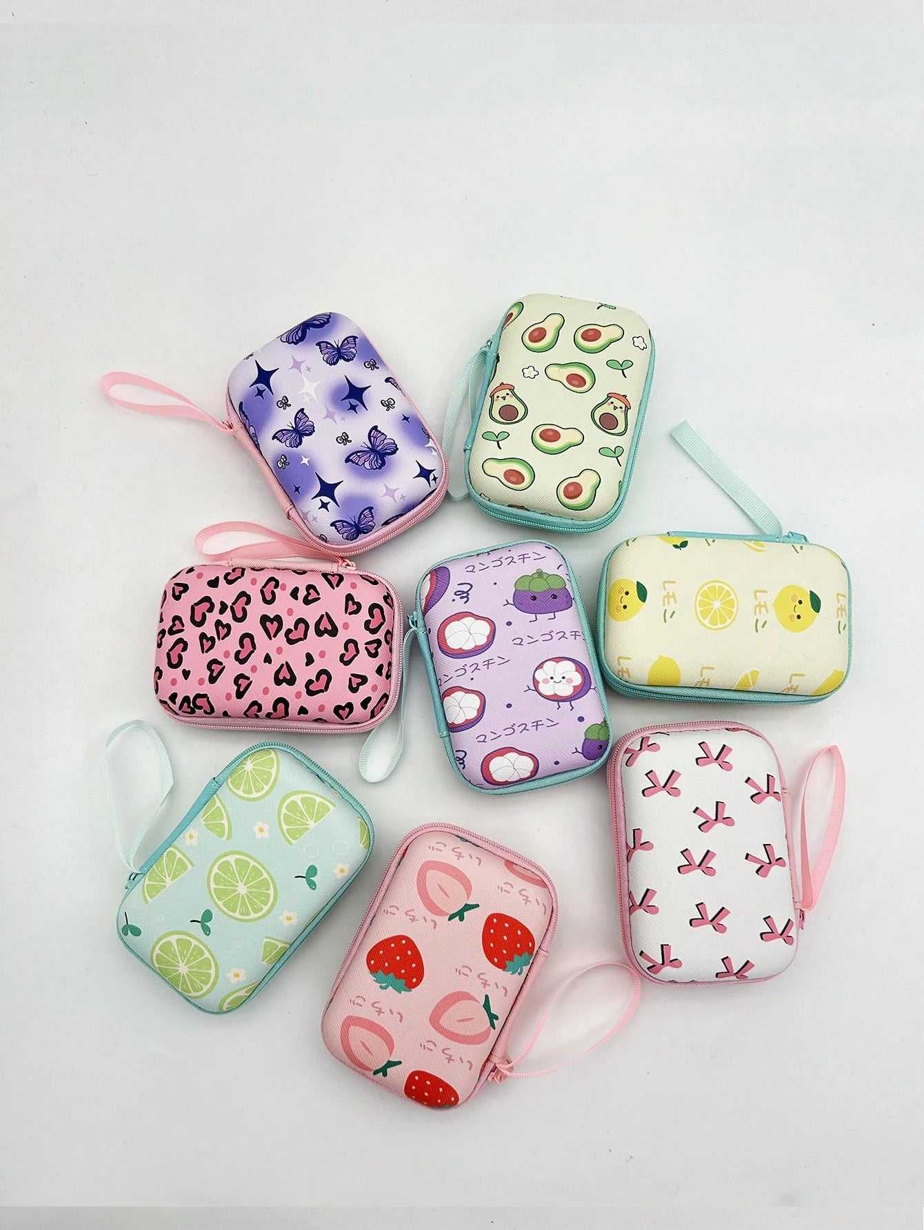 1pc EVA Material Cute Fruit Pattern Zipper Earphone Case, Interesting Design Charger Storage Box, Suitable For AirPods, Bluetooth Headphones, Cables, USB Drives And Other Small Electronics, Anti-Drop