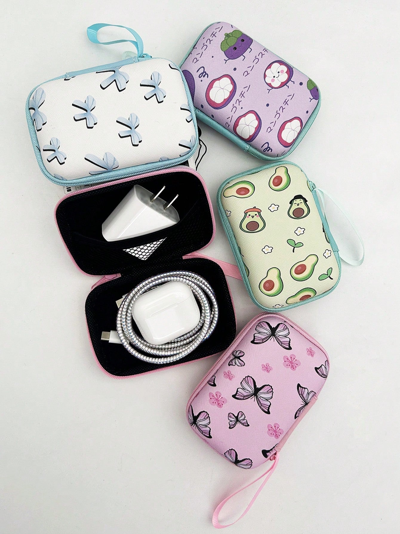 1pc EVA Material Cute Fruit Pattern Zipper Earphone Case, Interesting Design Charger Storage Box, Suitable For AirPods, Bluetooth Headphones, Cables, USB Drives And Other Small Electronics, Anti-Drop
