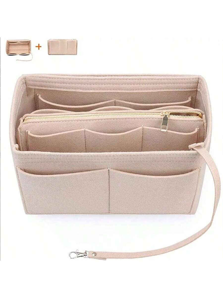 1pc Extra Large/Large/Medium/Small Multi-Functional High Capacity Felt Cloth Inner Liner Bag, Large Capacity Makeup Bag, Felt Bag, Detachable Minimalist Organizer Bag