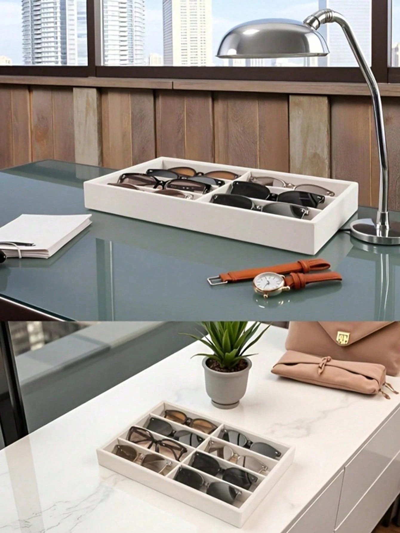 1pc Fashion Glasses Storage Tray, Fashion Glasses Storage Box, Drawer Organizer Box, Stackable Display Box, 3 Colors Available, Anti-Scratch Soft Lining, Suitable For Earrings, Necklaces, Bracelets, R