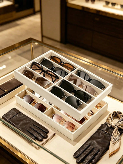 1pc Fashion Glasses Storage Tray, Fashion Glasses Storage Box, Drawer Organizer Box, Stackable Display Box, 3 Colors Available, Anti-Scratch Soft Lining, Suitable For Earrings, Necklaces, Bracelets, R