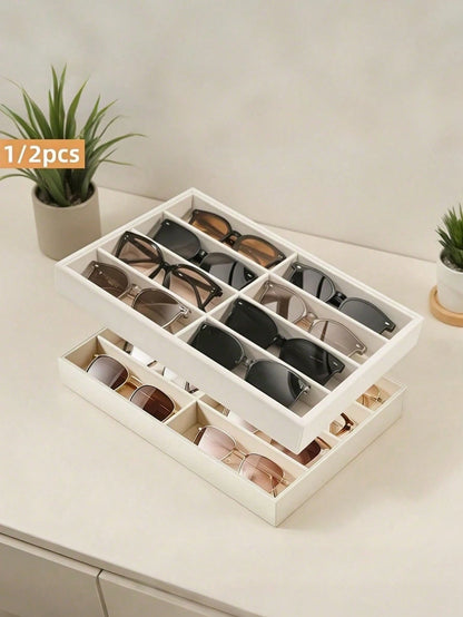 1pc Fashion Glasses Storage Tray, Fashion Glasses Storage Box, Drawer Organizer Box, Stackable Display Box, 3 Colors Available, Anti-Scratch Soft Lining, Suitable For Earrings, Necklaces, Bracelets, R