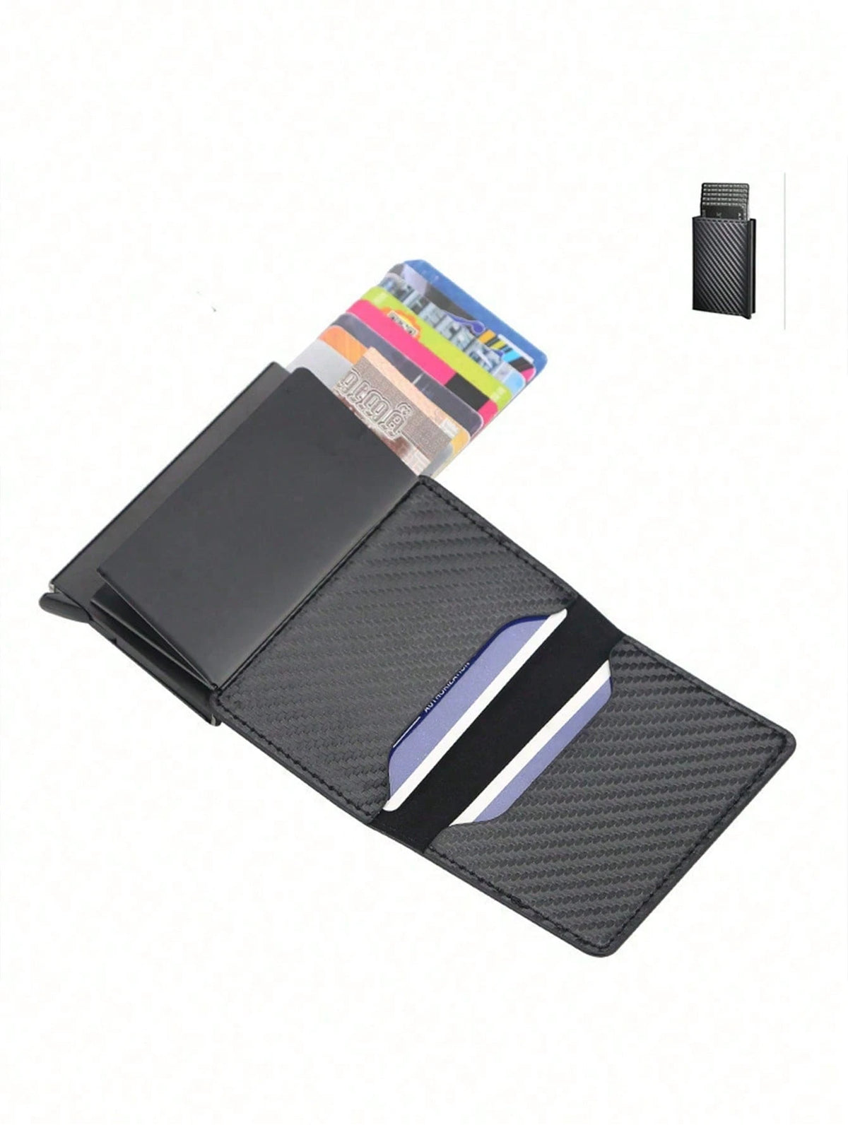 1pc Fashion Men's Wallet 3 Colors Carbon Fiber Card Holder Automatic Pop-Up Aluminum Alloy RFID Card Holder,Wallet For Men