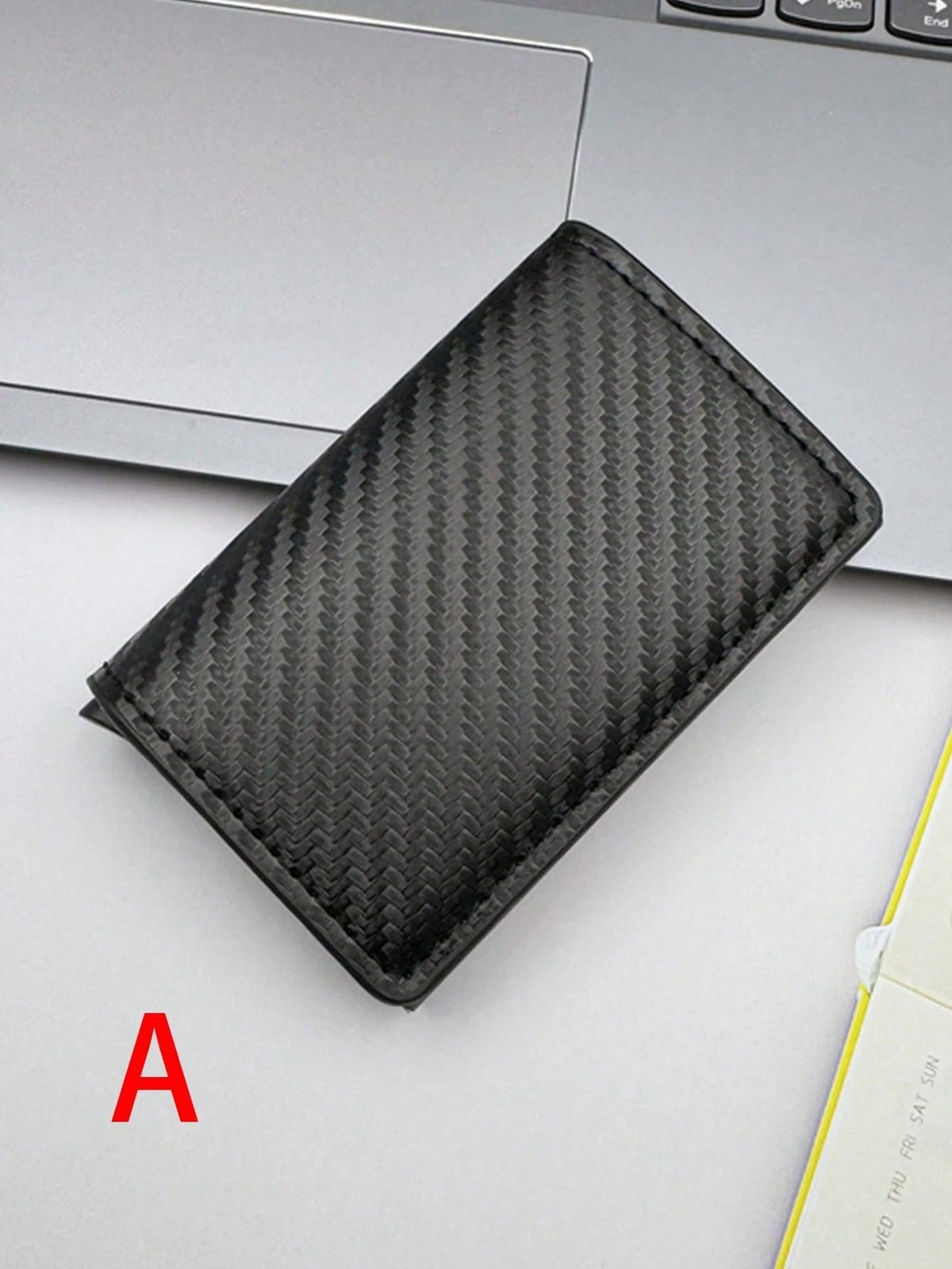 1pc Fashion Men's Wallet 3 Colors Carbon Fiber Card Holder Automatic Pop-Up Aluminum Alloy RFID Card Holder,Wallet For Men