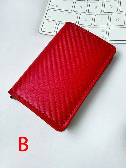 1pc Fashion Men's Wallet 3 Colors Carbon Fiber Card Holder Automatic Pop-Up Aluminum Alloy RFID Card Holder,Wallet For Men