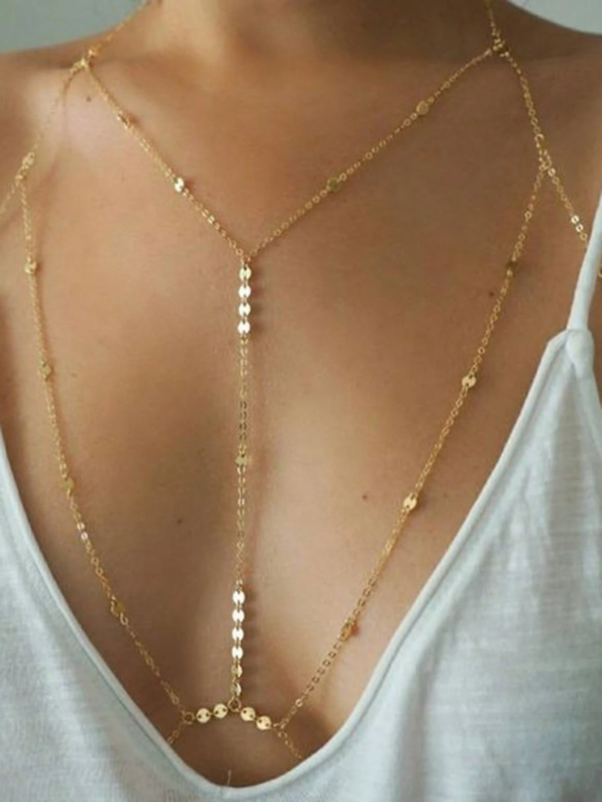 1pc Fashionable Sequin Disc Body Chain Bikini Accessory For Women