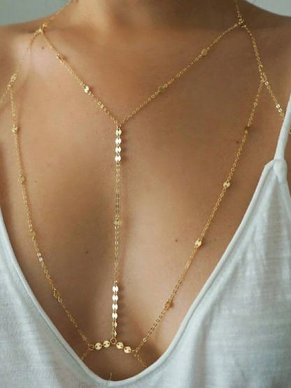 1pc Fashionable Sequin Disc Body Chain Bikini Accessory For Women