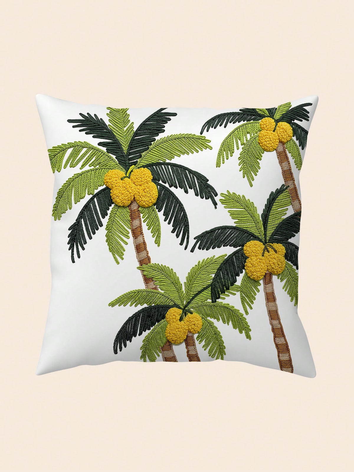 1pc Faux Embroidered Coconut Palm Tree Tropical Summer Palm Cushion, Suitable For Outdoor Patio Sofa Home Decor (Pillow Insert Not Included)
