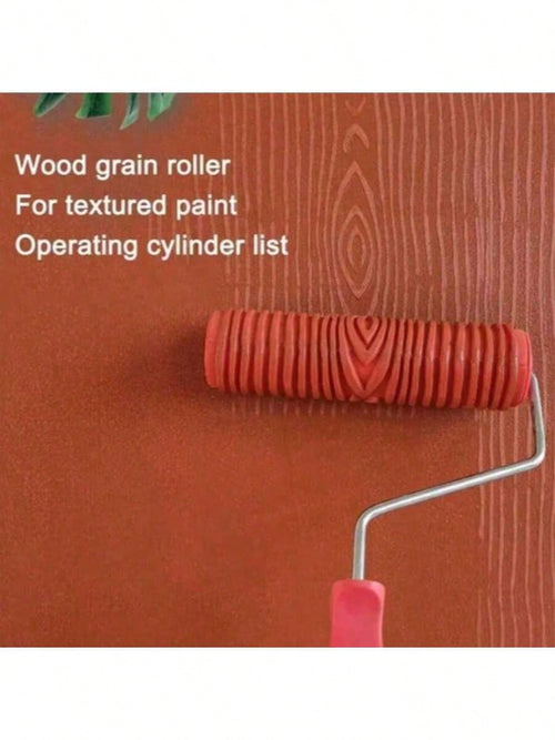 1pc Faux Wood Grain Pattern Painting Roller With Handle, DIY Texture Painting Roller For Walls, Home Decor Tool