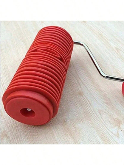 1pc Faux Wood Grain Pattern Painting Roller With Handle, DIY Texture Painting Roller For Walls, Home Decor Tool