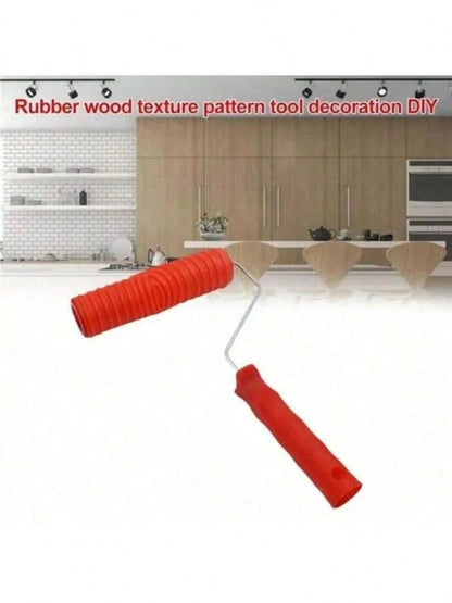 1pc Faux Wood Grain Pattern Painting Roller With Handle, DIY Texture Painting Roller For Walls, Home Decor Tool