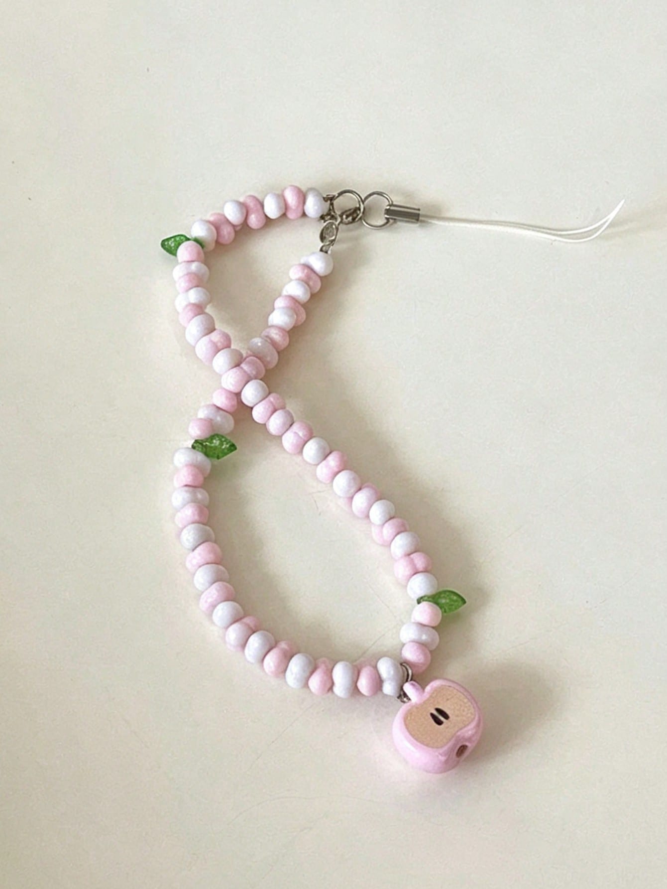 1pc Fresh Apple Shaped Beaded Phone Lanyard, Handmade Camera Strap Keychain Pendant