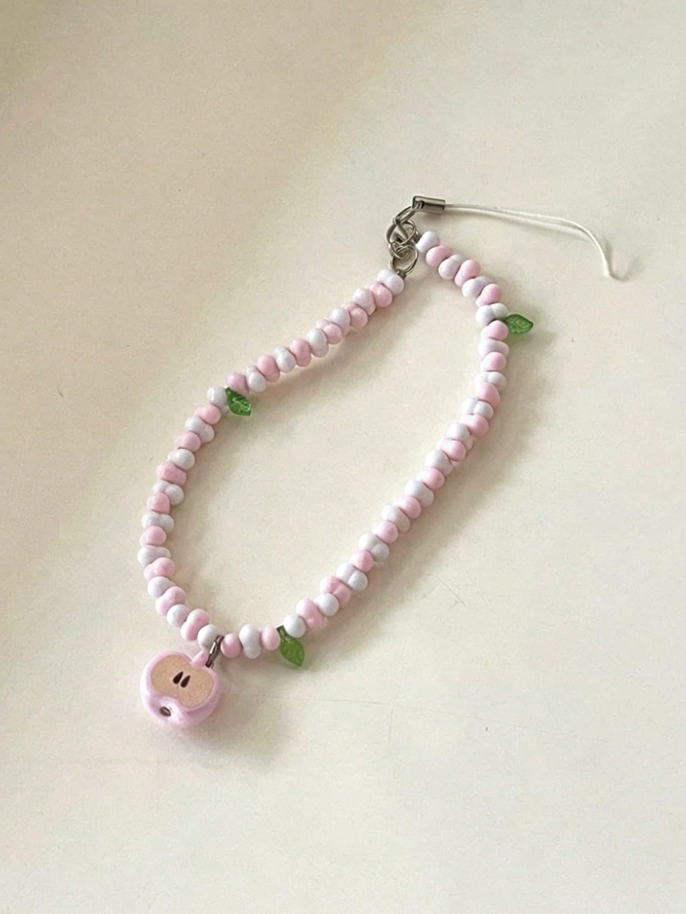 1pc Fresh Apple Shaped Beaded Phone Lanyard, Handmade Camera Strap Keychain Pendant