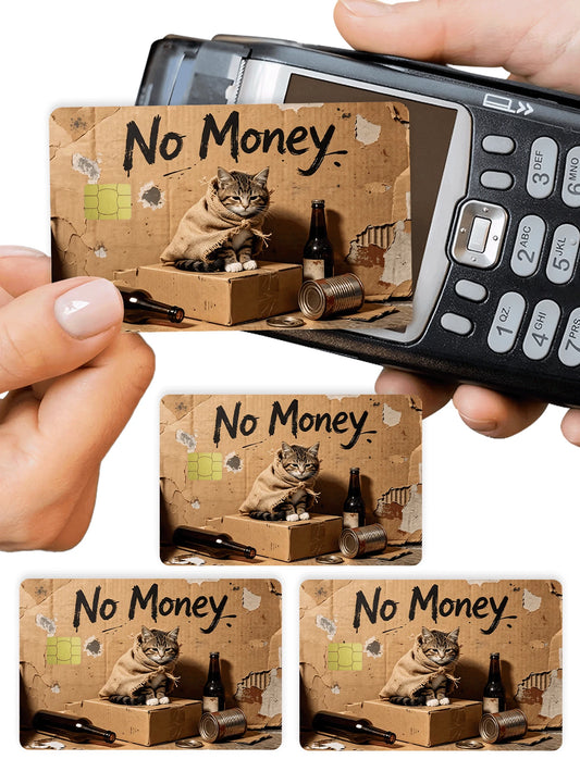 1pc Funny Cat Official Credit Card Sticker Privacy Protection Card Skin, Humorous Paper-Like No Money Holiday Birthday Gift PVC Material Anti-Fingerprint Anti-Scratch Wear-Resistant Card Sleeve, Card
