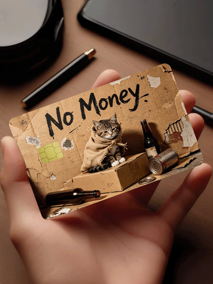 1pc Funny Cat Official Credit Card Sticker Privacy Protection Card Skin, Humorous Paper-Like No Money Holiday Birthday Gift PVC Material Anti-Fingerprint Anti-Scratch Wear-Resistant Card Sleeve, Card