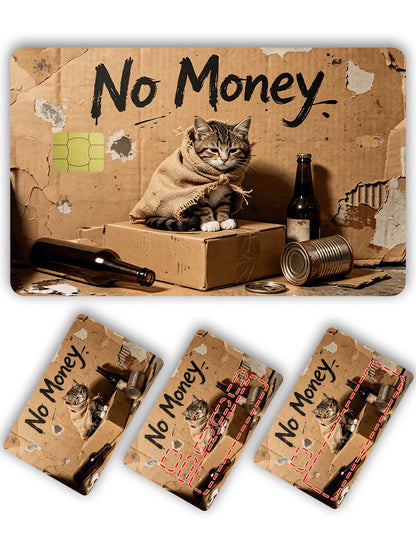 1pc Funny Cat Official Credit Card Sticker Privacy Protection Card Skin, Humorous Paper-Like No Money Holiday Birthday Gift PVC Material Anti-Fingerprint Anti-Scratch Wear-Resistant Card Sleeve, Card