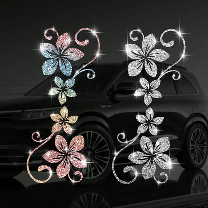 1pc Glitter Vine Floral Self-Adhesive Car Sticker, Elegant Floral Pattern, No Residue, Easy To Apply, Suitable For Car, Motorcycle, Truck, Glass Window And Laptop Decoration, Perfect Decor For Plant L